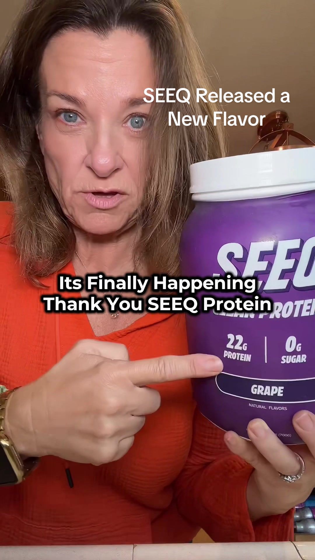 TikTok post by @live2lovekim for SEEQ SUPPLY. Caption reads: Replying to @mcboss_01 SEEQ Clear Whey Protein....