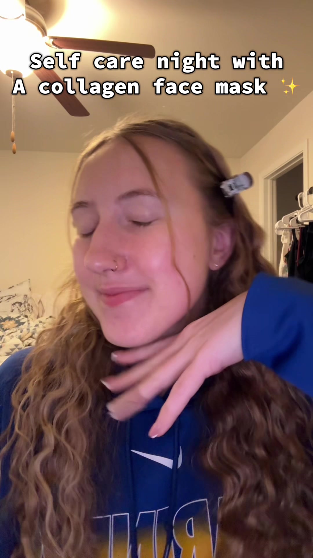 TikTok post by @haylie.cook for SoloVegan. Caption reads: [...] night. These collagen face masks from....