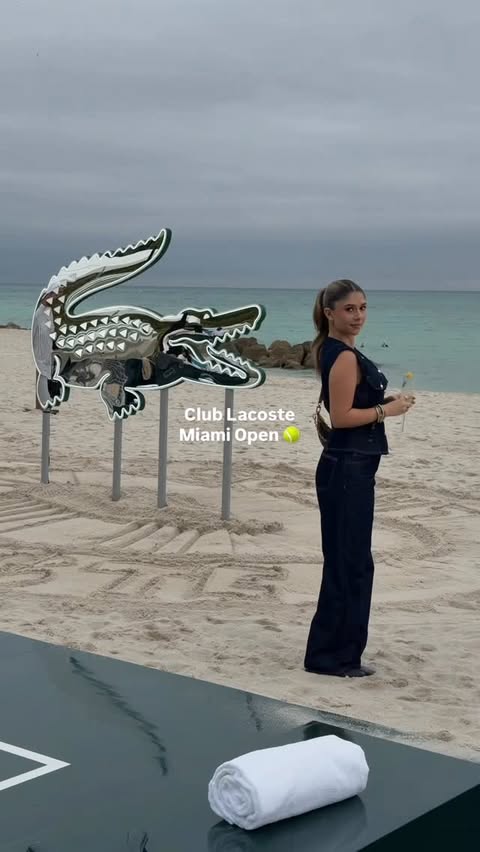 Instagram post by @elizabethelias for Lacoste. Caption reads: [...] the start of the Miami Open w/ @lacoste 🐊🎾....