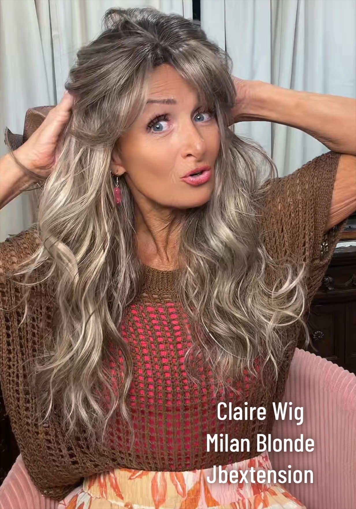 TikTok post by an influencer for JBExtension USA. Caption reads: Claire Wig in my favorite color, Milan Blonde....