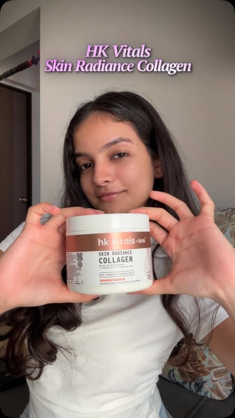Instagram post by @parthviiiee for HK Vitals. Caption reads: [...] myself some glowing skin because of....