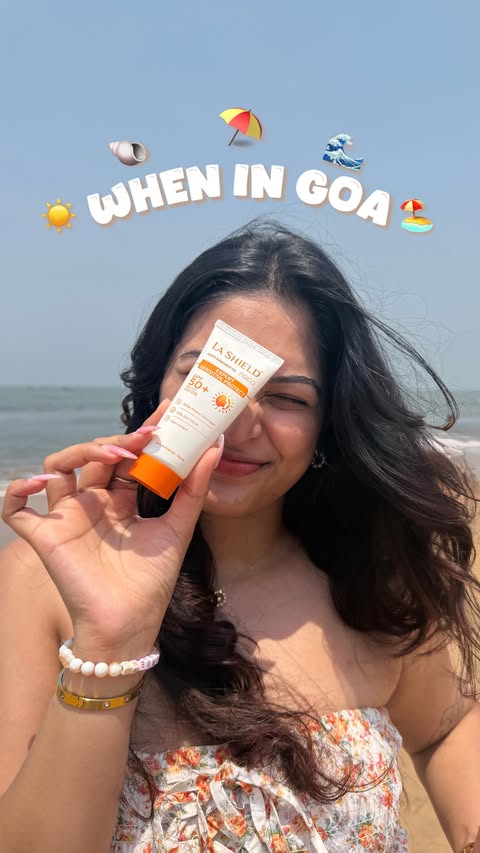 Instagram post by @_rishikashetty for La Shield. Caption reads: [...] ensuring my skin is protected with the....