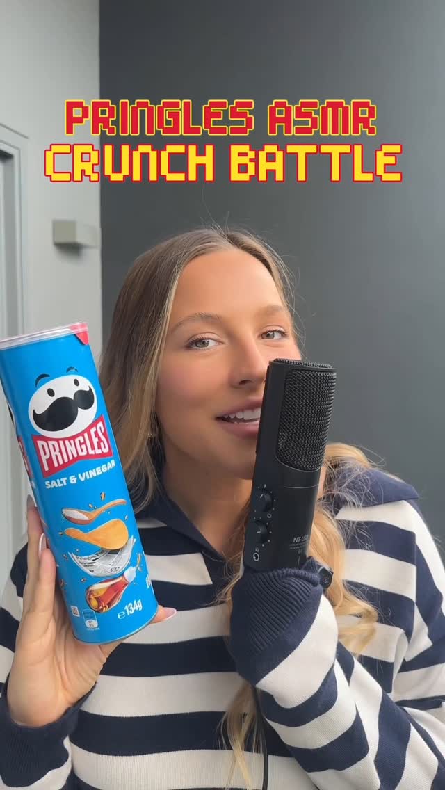 Instagram post by @kaiakingsley for Pringles. Caption reads: The ASMR crunch battle begins… 👀 Who’s got the....