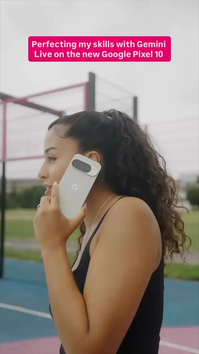 Instagram post by @liriansantoss for Google Pixel. Caption reads: AD | Landed it with a little help from Gemini Live....