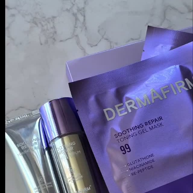 Instagram post by @fritzlenec for DERMAFIRM. Caption reads: My skin is glowing with Dermafirm Soothing Repair....