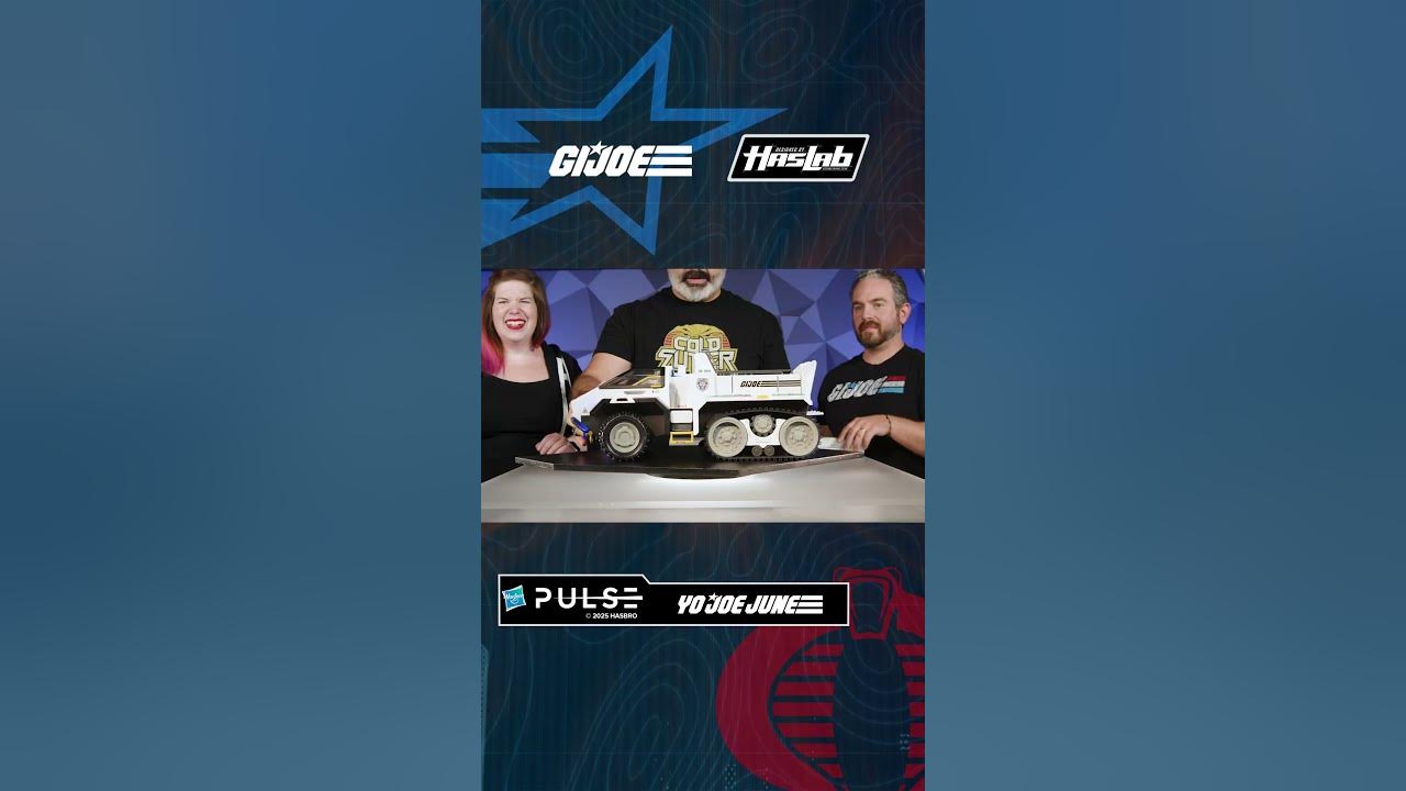 YouTube post by @hasbropulse for Hasbro Pulse. Caption reads: [...] HasLab Snow C.A.T. In-Hand Reveal | Hasbro....