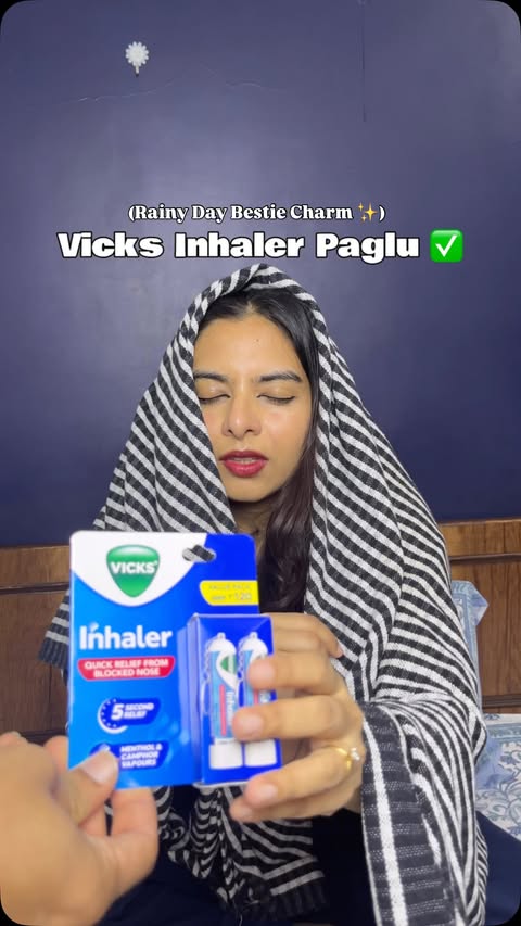Instagram post by @thenidhibhati for Zepto. Caption reads: [...] this flu season ? 🌸☺️ #vicksinhalerxzepto....