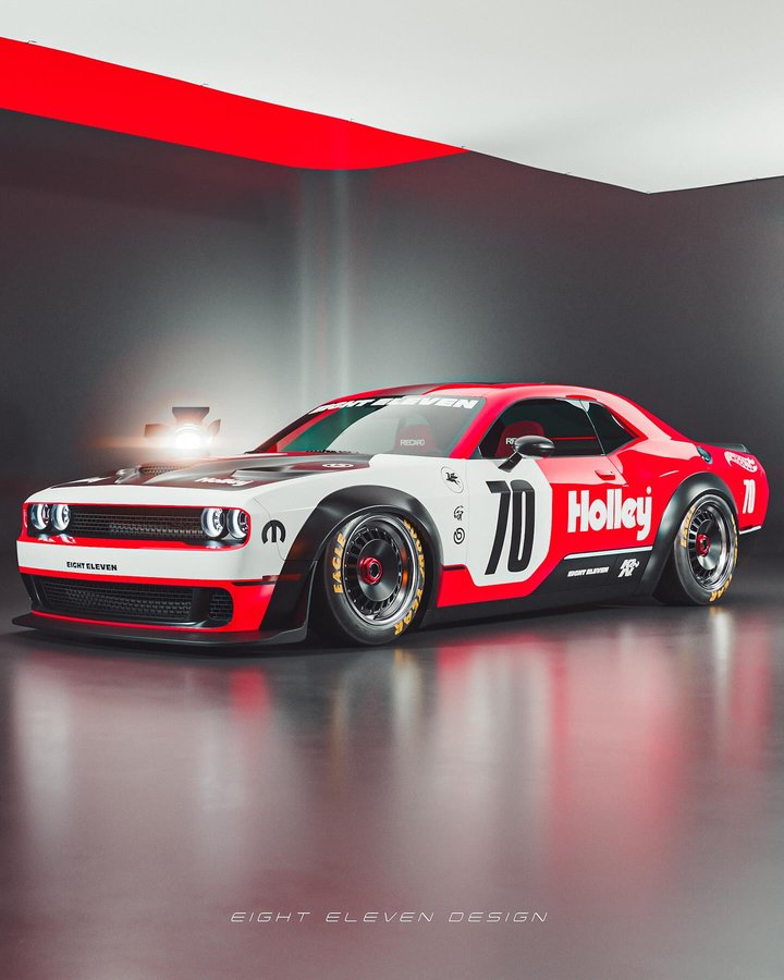 Instagram post by @811design for Mopar. Caption reads: Dodge Challenger SRT Hellcat 🇺🇸

Hey guys! We’re....