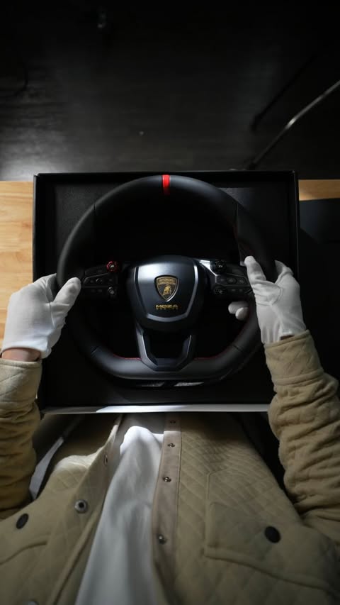 Instagram post by @thespenceryan for MOZA Racing. Caption reads: the most beautiful sim racing wheel ever made 😩....