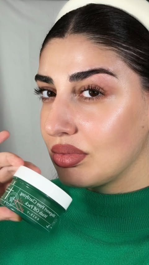 Instagram post by @aniichakhunashvili for Axis-y. Caption reads: [...] my skin feels congested or....