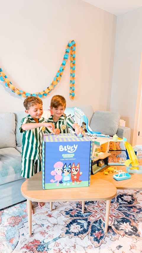 Instagram post by @surratt_holly for Moose Toys. Caption reads: [...] with his new Bluey Cruise Ship from Moose....