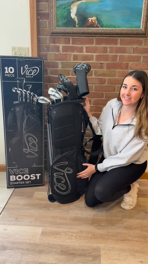 Instagram post by @maddiefleckgolf for VICE GOLF. Caption reads: A little Christmas golf surprise for my brother....