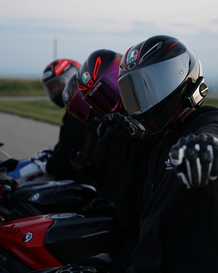 Instagram post by @motoking.yyc for ABS Fairings. Caption reads: [...] @ravenmoto - Gloves/Kevlar Pants....