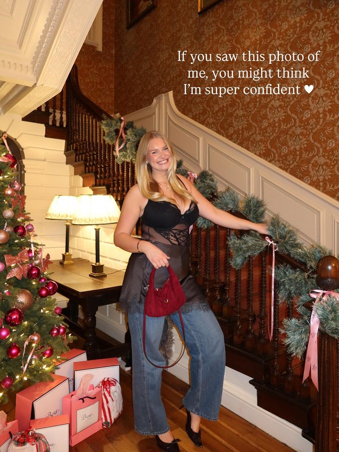 Instagram post by @brookepaintain for Boux Avenue. Caption reads: Attention big 🍒girlies !!!! Gosh isn’t it hard....