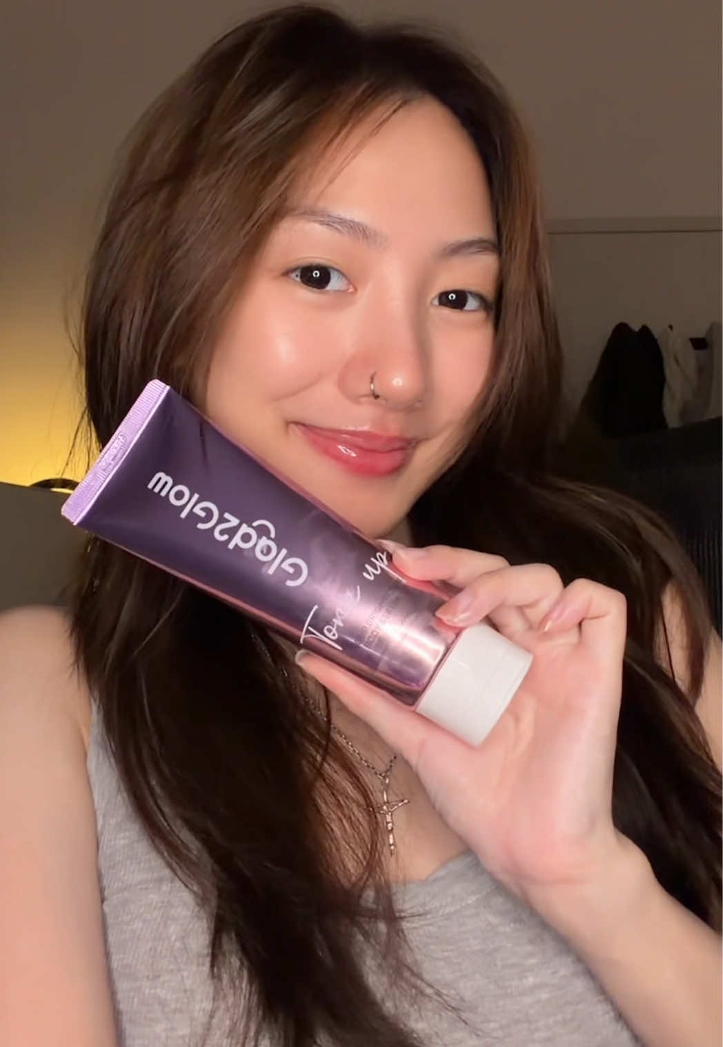 TikTok post by @rachel.ugccreator for Glad2Glow.my. Caption reads: no more mismatched skin tone! @Glad2Glow.my....