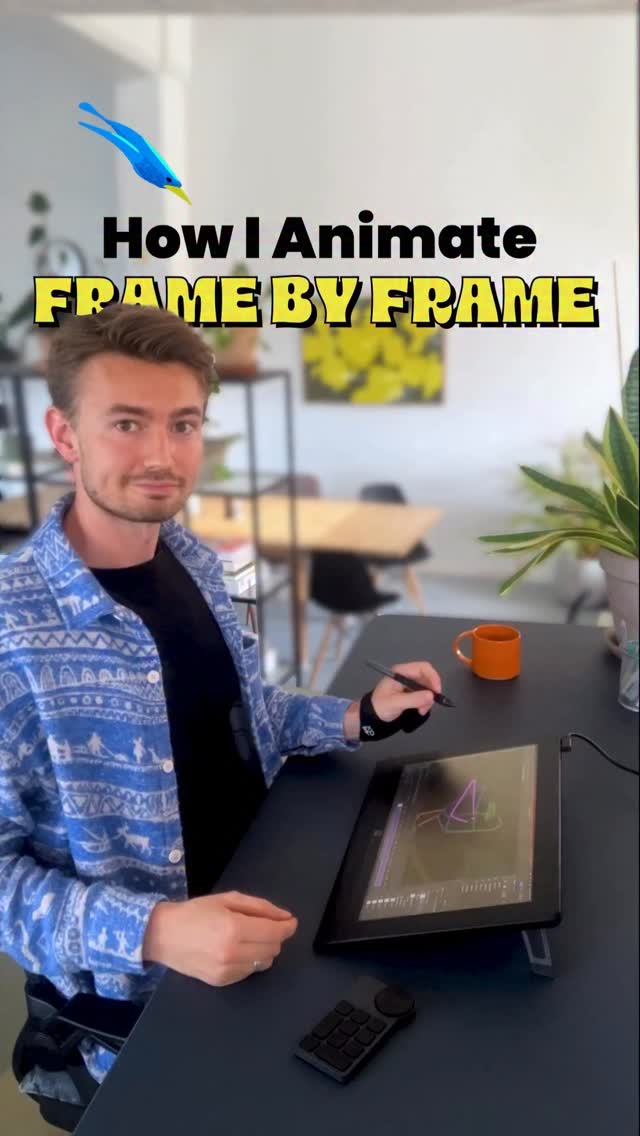 Instagram post by @mathias_lynge for XPPen. Caption reads: Here’s how I make a frame-by-frame bird animation....