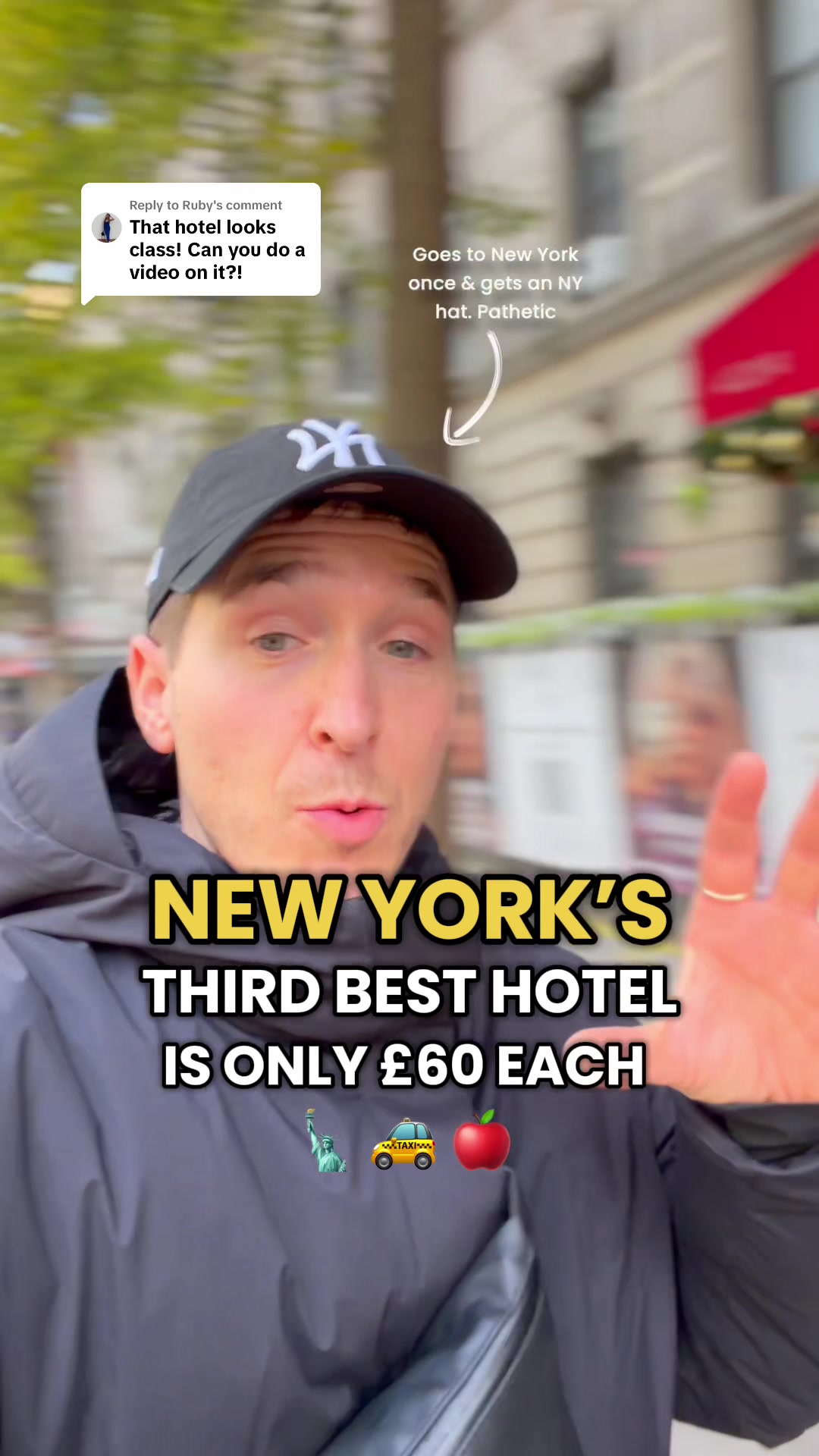 TikTok post by @robdidatiktok for Skyscanner. Caption reads: [...] #creatorsearchinsights #hotelscherman....