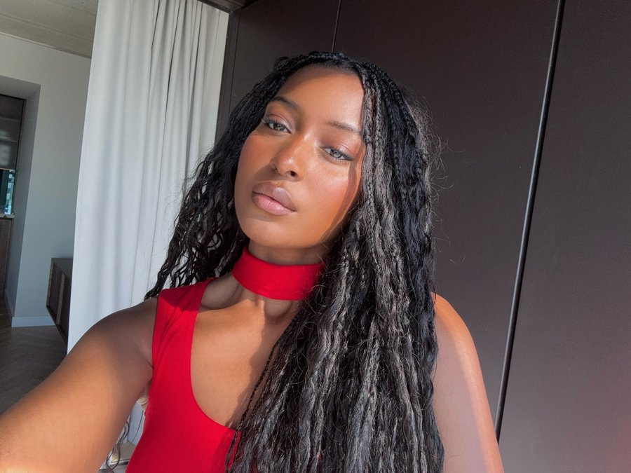 Instagram post by @dojahenshaw for Rituals Cosmetics. Caption reads: fresh face, fresh braids, fresh day 🍒
lil....