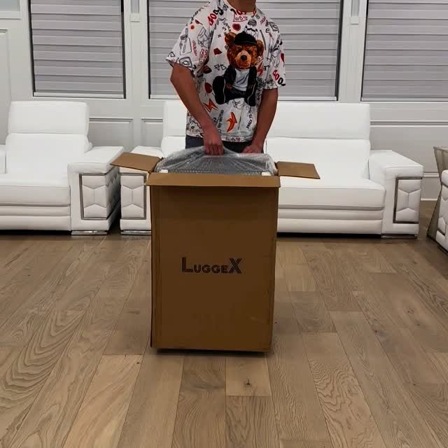 Instagram post by @champ.ston for LuggeX. Caption reads: [...] know where they are going ✈️ Thanks....