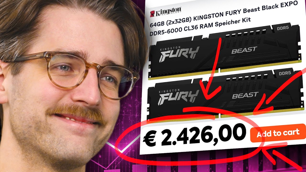 YouTube post by @techlinked for Vessi. Caption reads: RAM is a Scam.