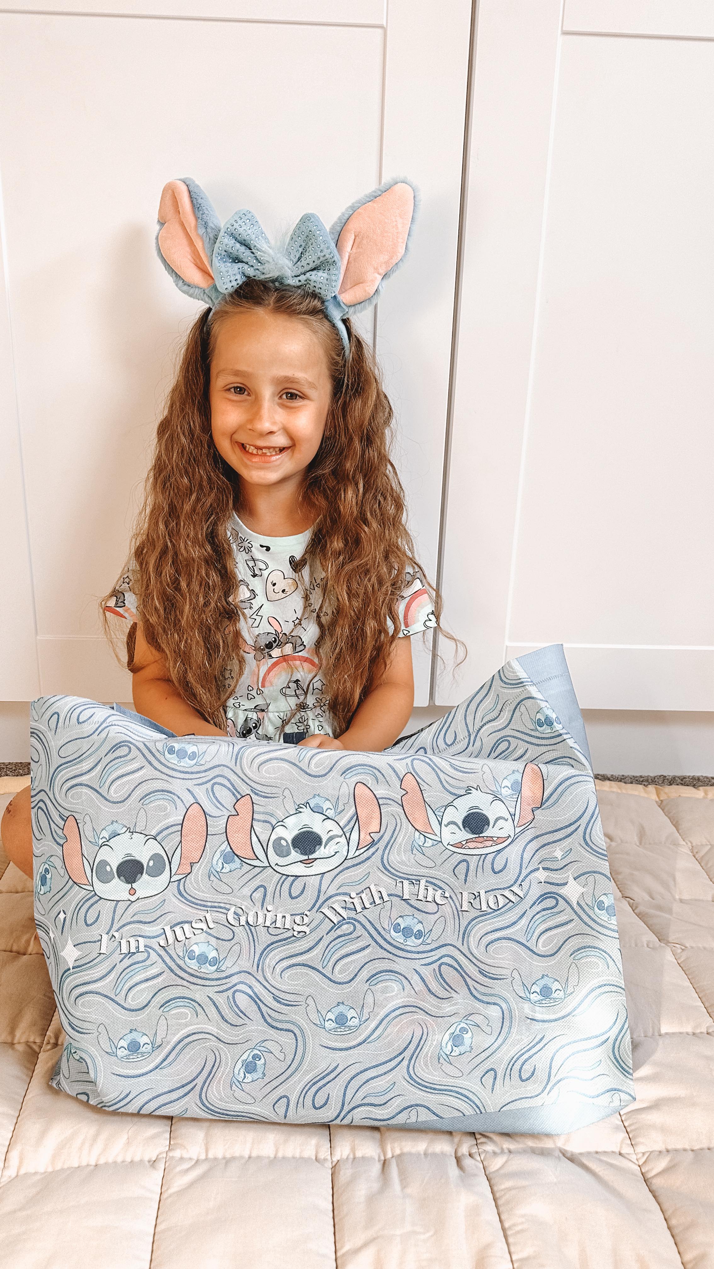 Instagram post by @lucy_andb_adventures for Skinnydip London. Caption reads: Stitch 🩵 
Unfortunately B couldn’t come along to....