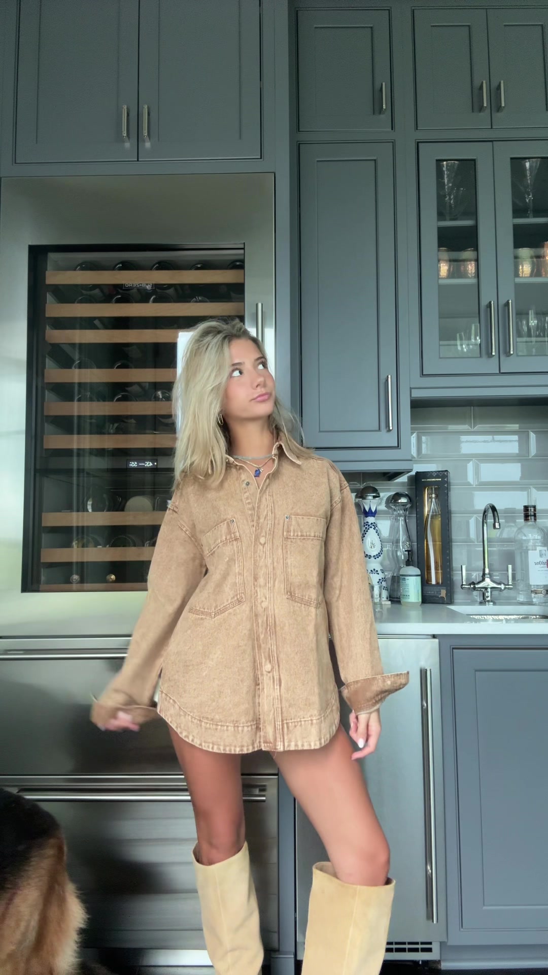 TikTok post by @gianna_vannatta for Vestique. Caption reads: [...] jacket is my new obsession thank you....