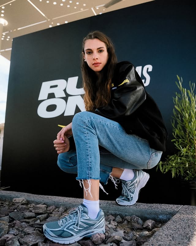 Instagram post by @juliapaternain_ for Saucony. Caption reads: The chase continues. Julia Paternain re-signs for....