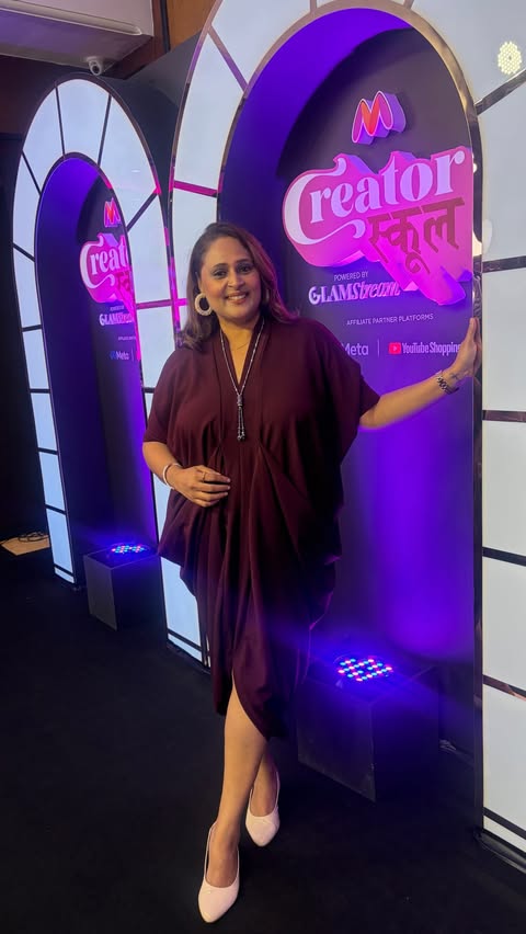 Instagram post by @colourful.apron for Myntra. Caption reads: A beautiful evening at Myntra Creators....