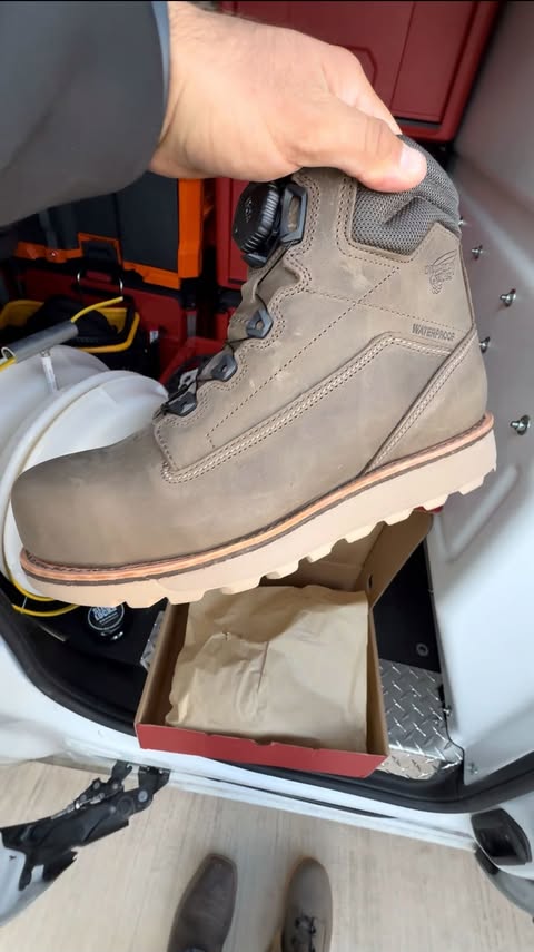 Instagram post by @sparky_izzy for Red Wing Shoes. Caption reads: When you’re on your feet all day pulling wire and....