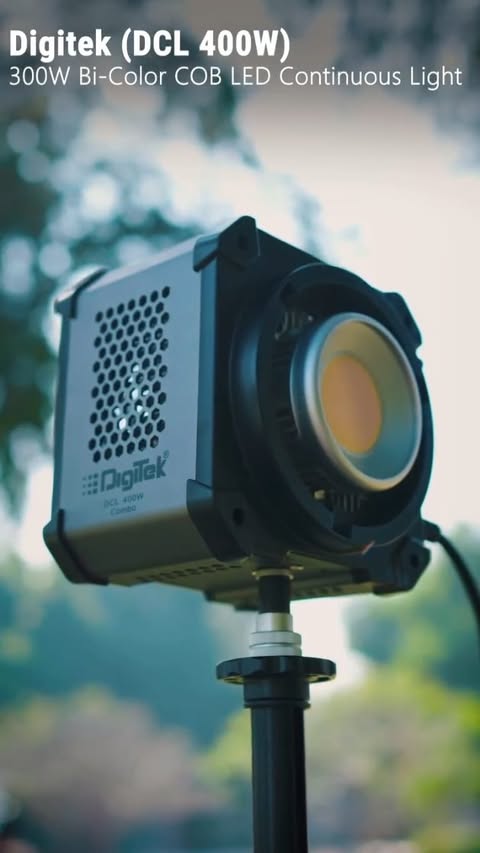 Instagram post by @punit_sabnani for Digitek. Caption reads: Digitek all-new DCL 400W Bi-Color 💡
Power, [...].