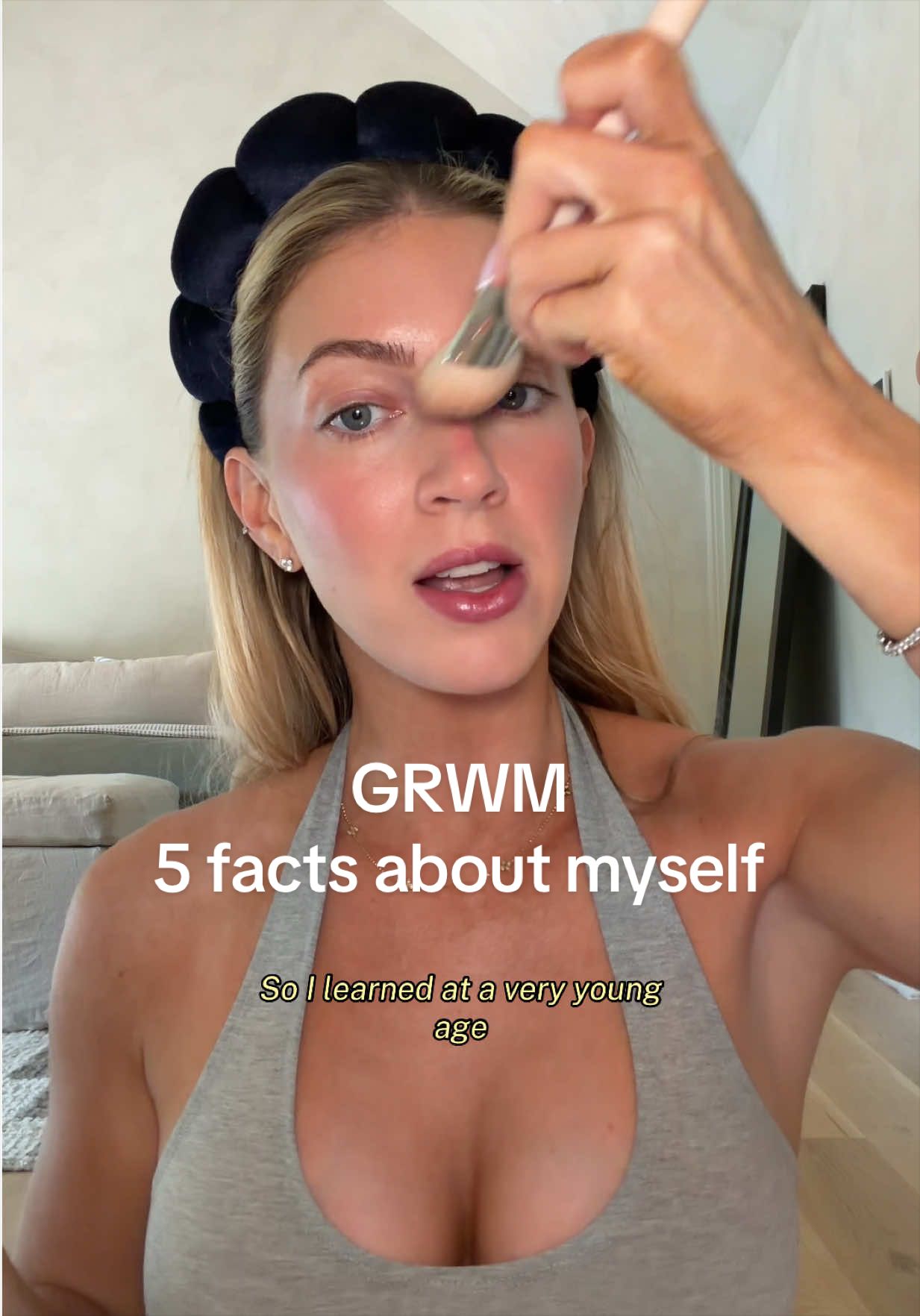 TikTok post by @brookelmason for Dieux. Caption reads: [...] @Rare Beauty @Rodial @Tower 28 Beauty @dieux....