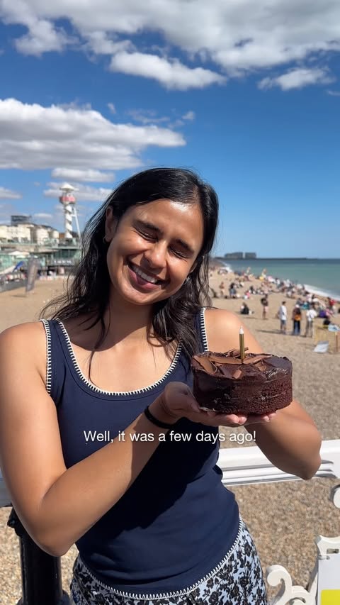 Instagram post by @ananya.png for Google. Caption reads: Birthday daycation in Brighton! 🐚 @googlegemini....