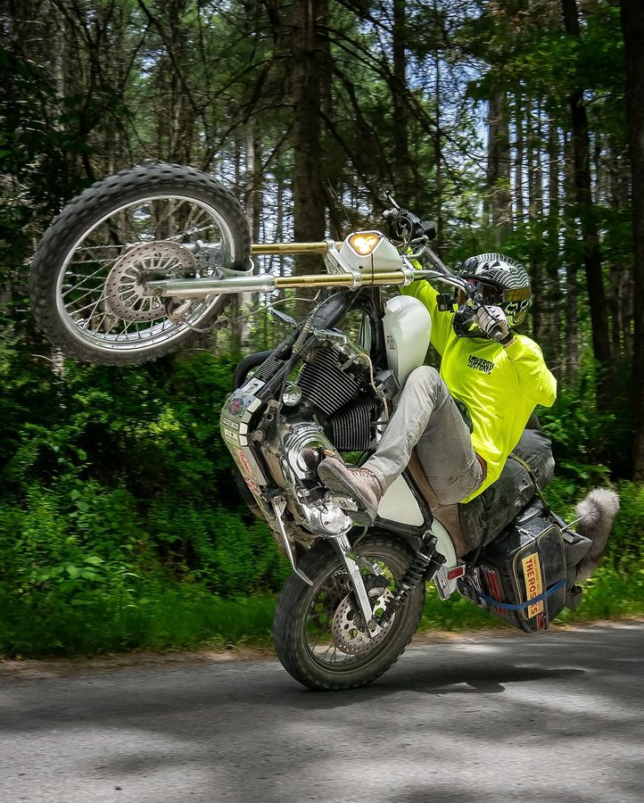 Instagram post by @chicken_fried_choppers for Biltwell. Caption reads: Remember that off-road Sportster BDR trip we went....