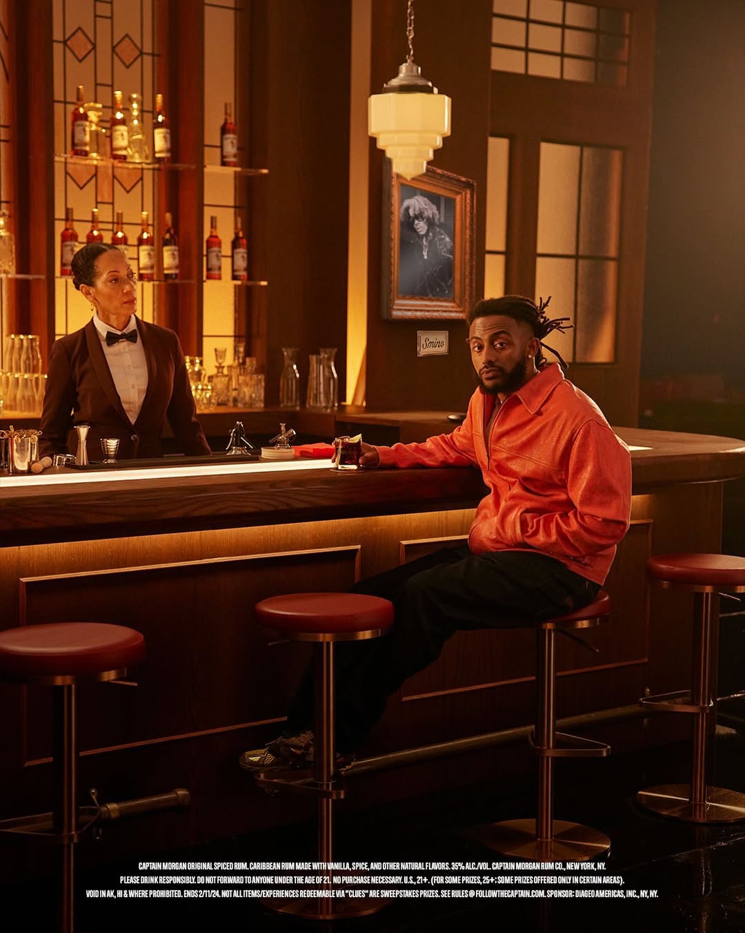 Instagram post by @amine for Captain Morgan. Caption reads: me and @captainmorganusa are throwing a party in....