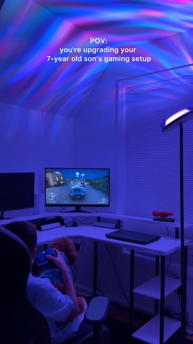 Instagram post by @the_hayeks for Govee. Caption reads: Upgrade my son’s gaming setup with me....