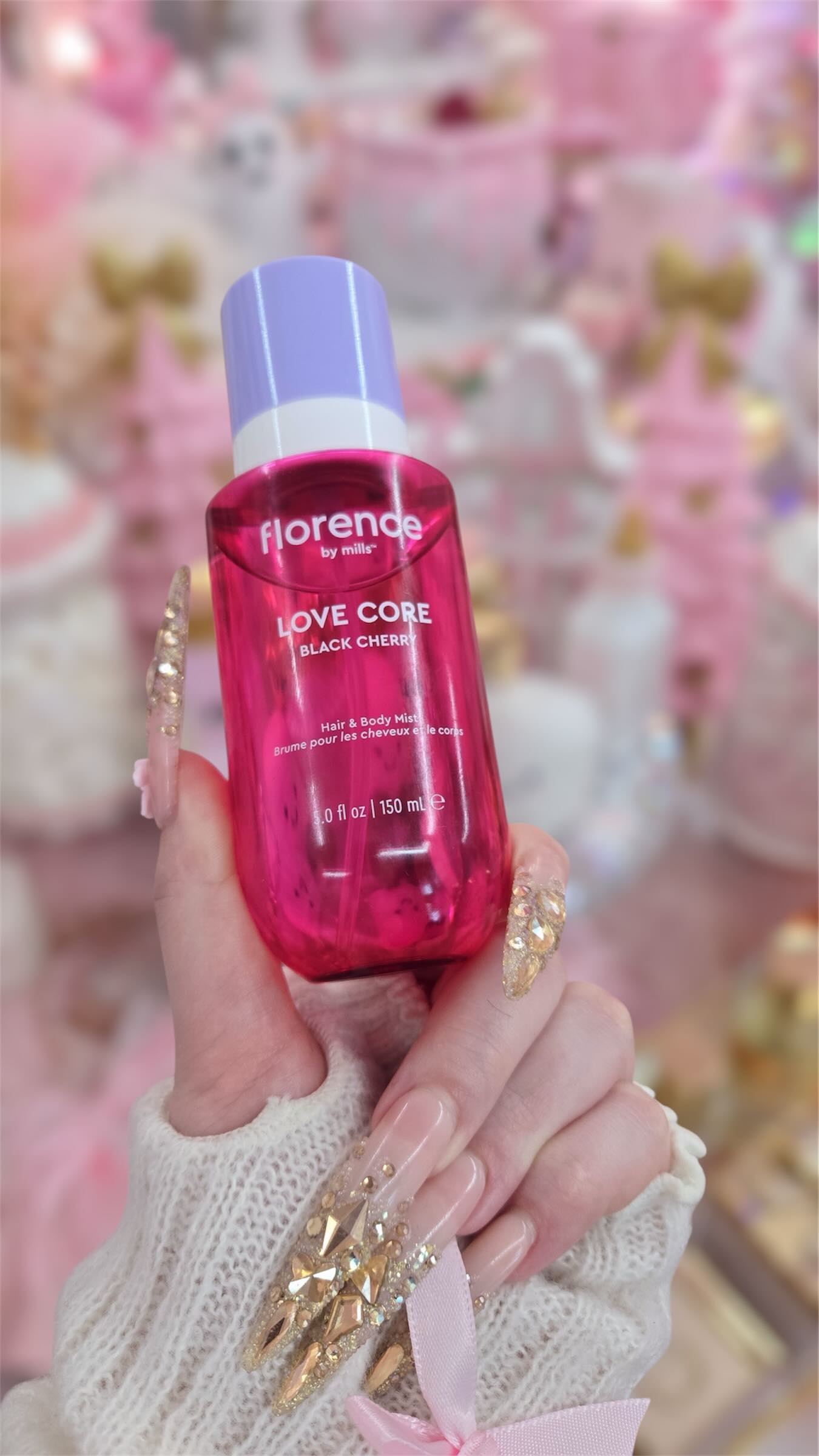 Instagram post by @glamfragranceaddict for florence by mills. Caption reads: Happy Friday Sweets 💫🥂✨🎀 

Weekend energy....