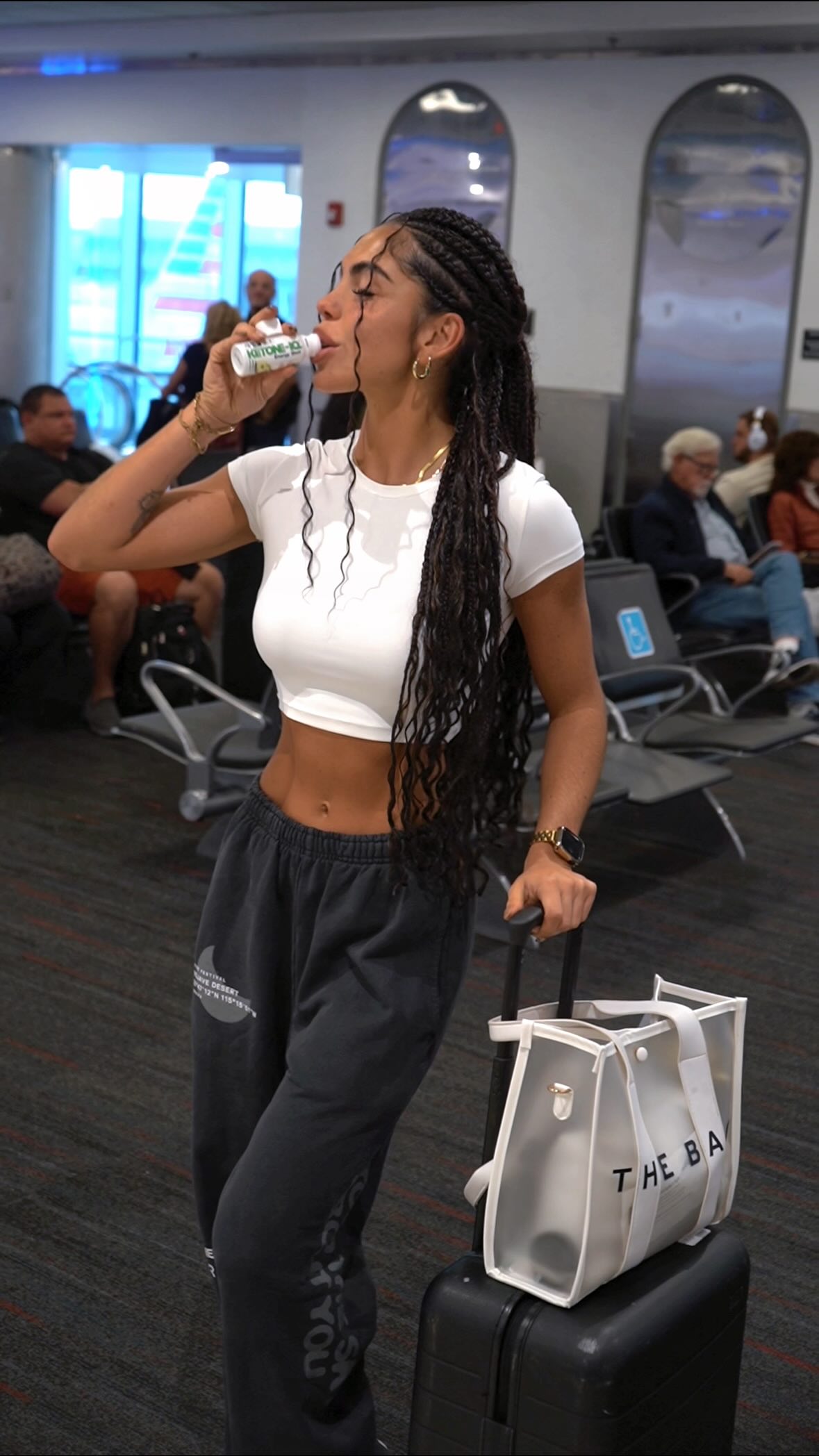 Instagram post by @alexxmara for Ketone-IQ. Caption reads: Airport mode: activated ✈️ I never travel without....