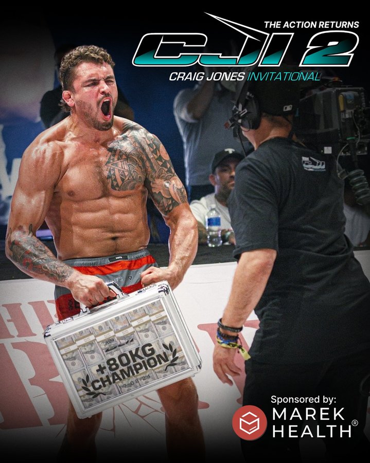 Instagram post by @nickyrod247 for Marek Health. Caption reads: Marek Health x Craig Jones Invitational 2 We’re....