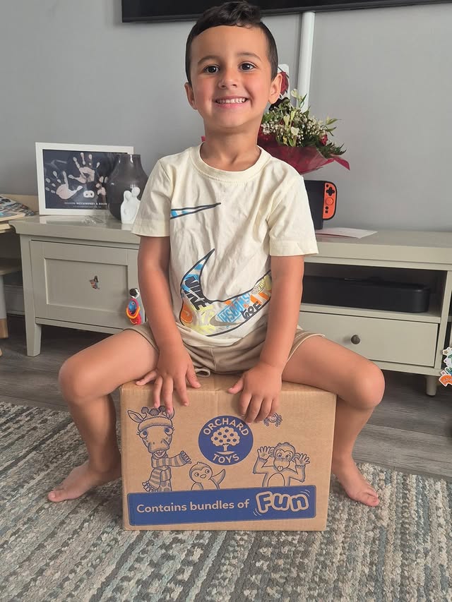 Instagram post by @masonm.2021 for Orchard Toys. Caption reads: Mason's mew board games from @orchardtoys His....