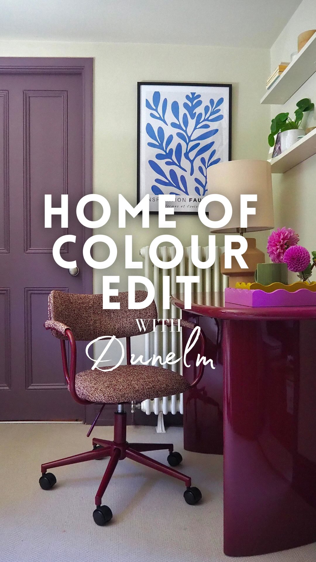 Instagram post by @melanielissackinteriors for Dunelm. Caption reads: Ad. MY VERY OWN HOME OF COLOUR EDIT WITH @dunelmuk....