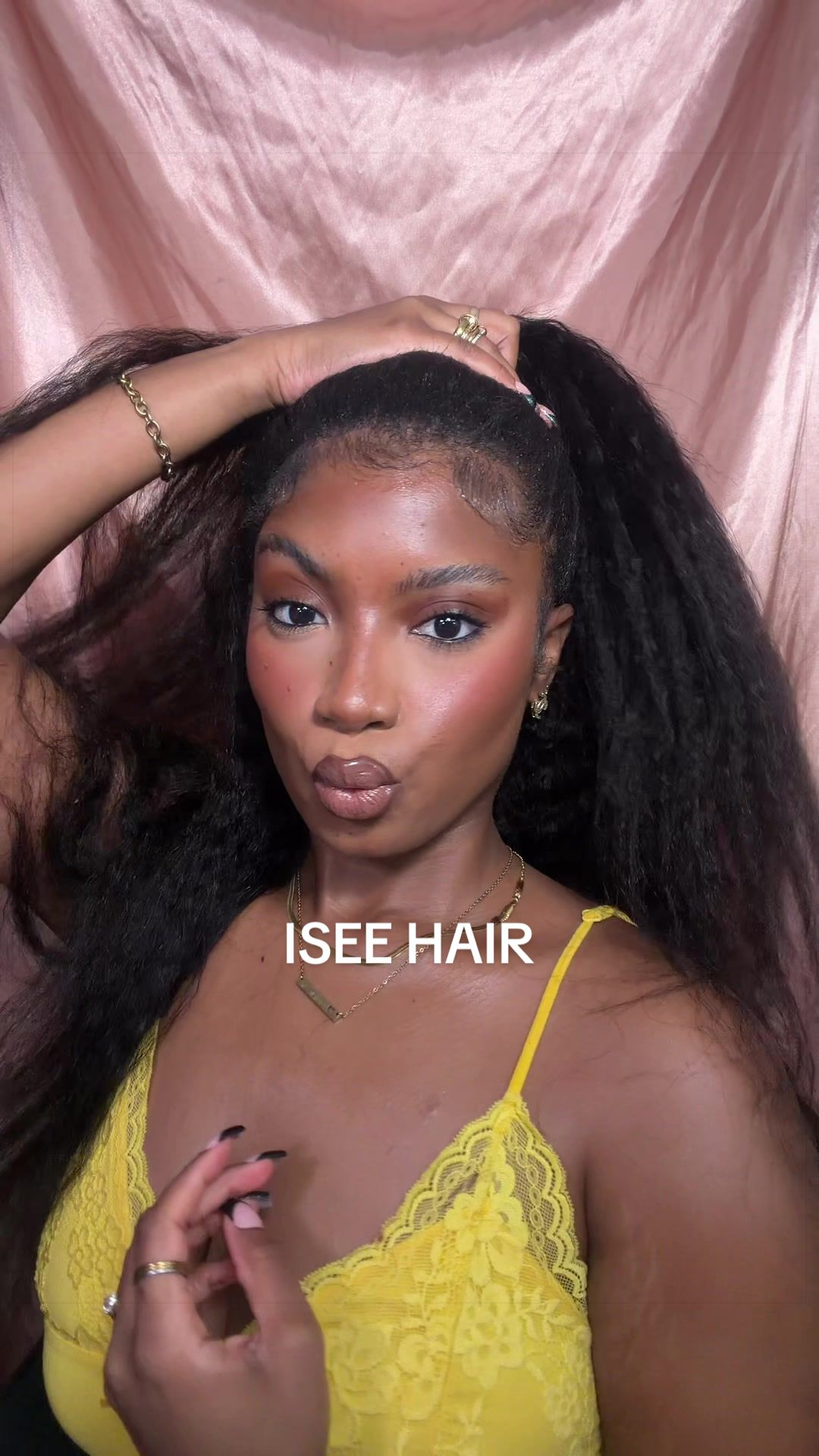 TikTok post by @kaylawaylamua for ISEE Hair. Caption reads: [...] install involving little to no work....
