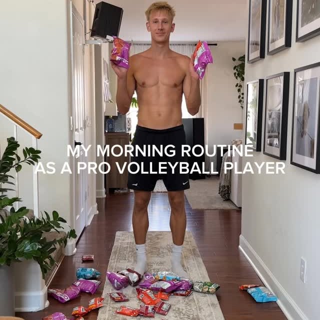 Instagram post by @davidkisiel for Quest Nutrition. Caption reads: morning routine as a professional volleyball....