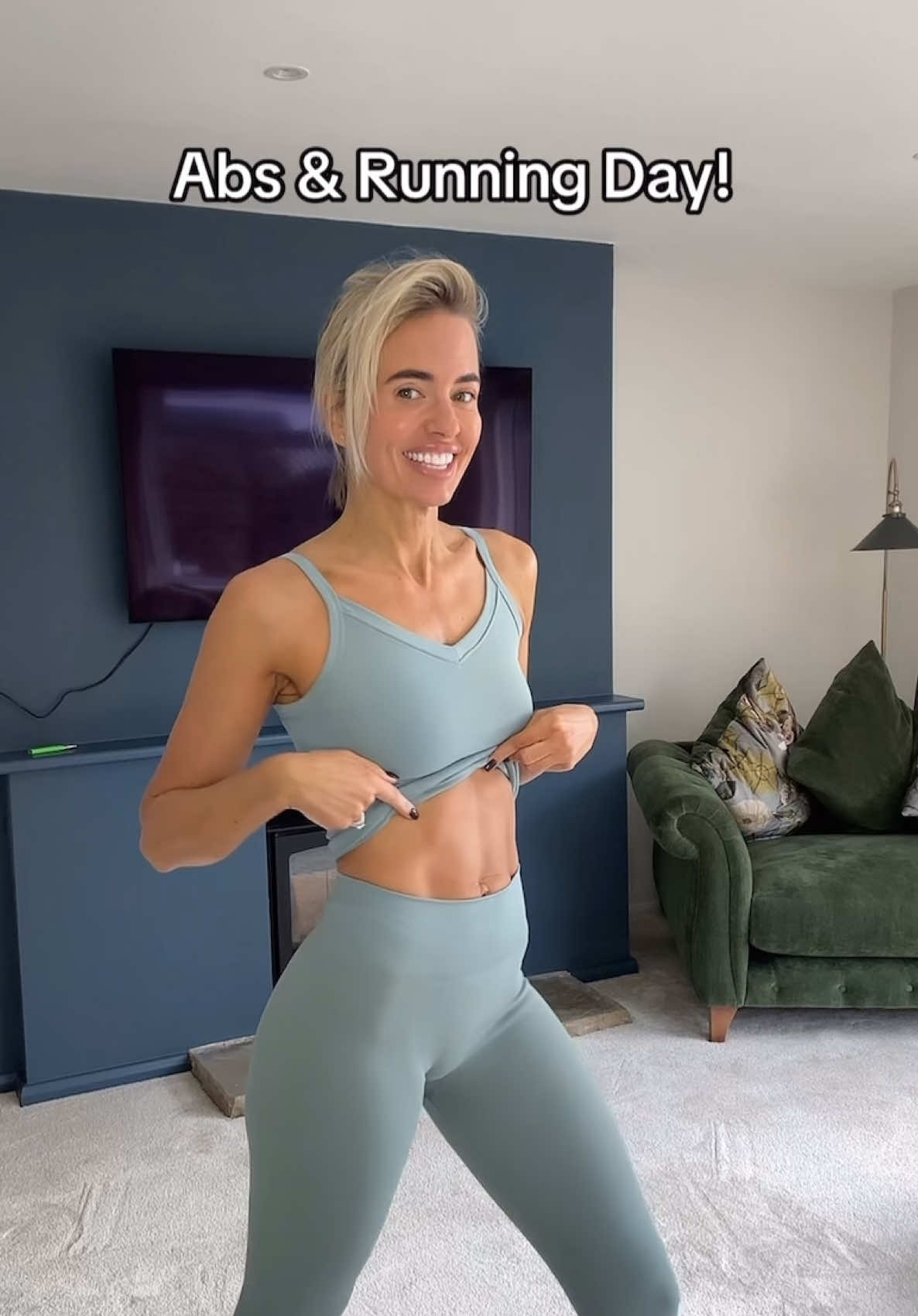 TikTok post by @amyjosimpson for Tesco. Caption reads: AD | Abs & run day ✔️ Kicked things off with....