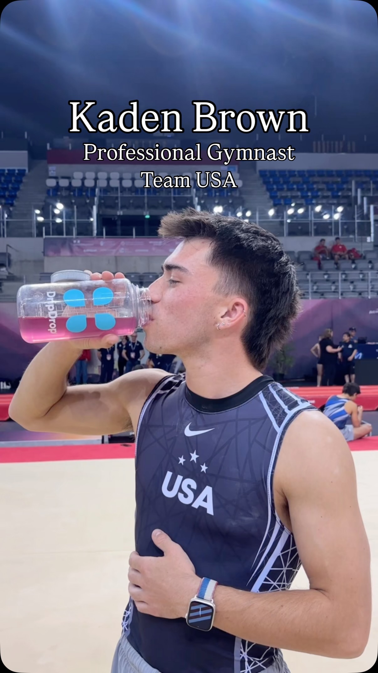 Instagram post by @kadenmusprime for DripDrop. Caption reads: Elite training requires elite hydration! 💧 That’s....