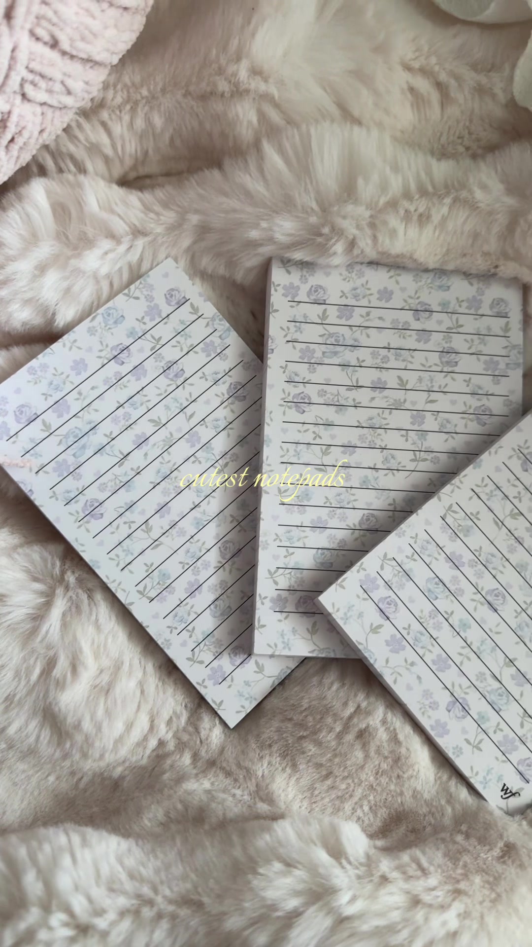 TikTok post by @miseryinlace for Wildflower Cases. Caption reads: they’re adorable 😍 @Wildflower Cases #notepads....