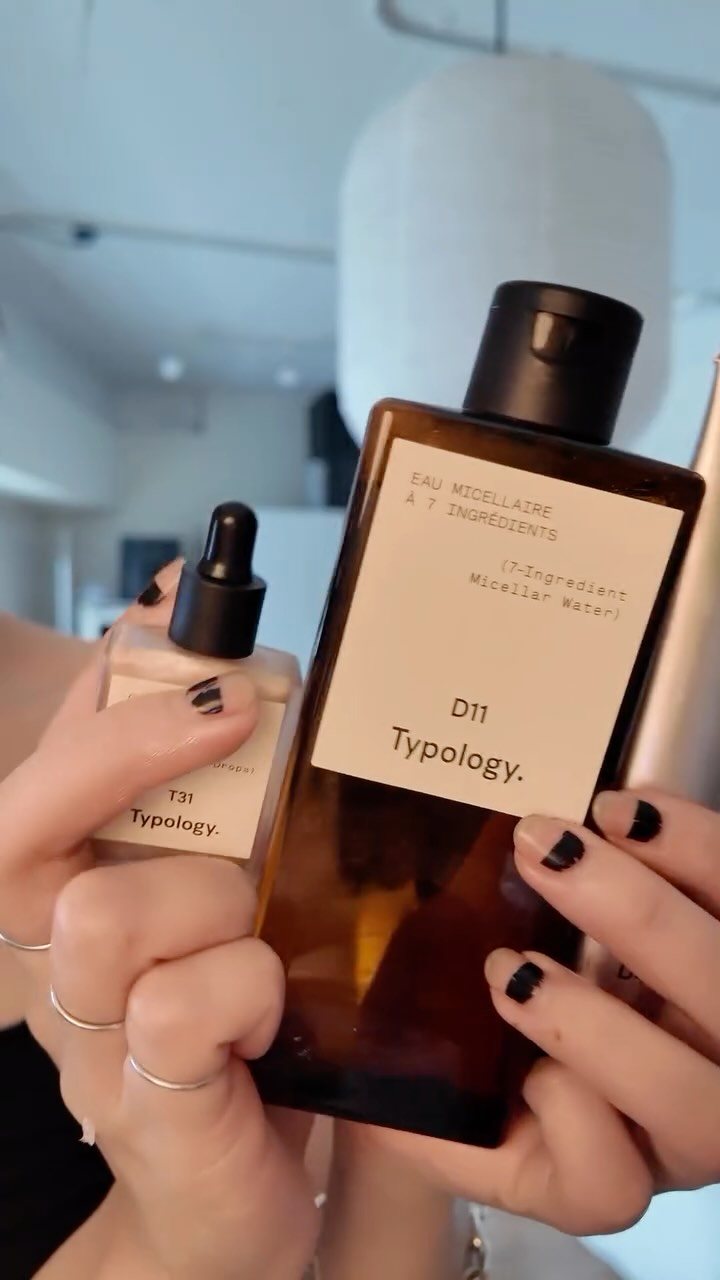 Instagram post by @marin_minami for Typology. Caption reads: Simplicity in skincare — minimal ingredients by....