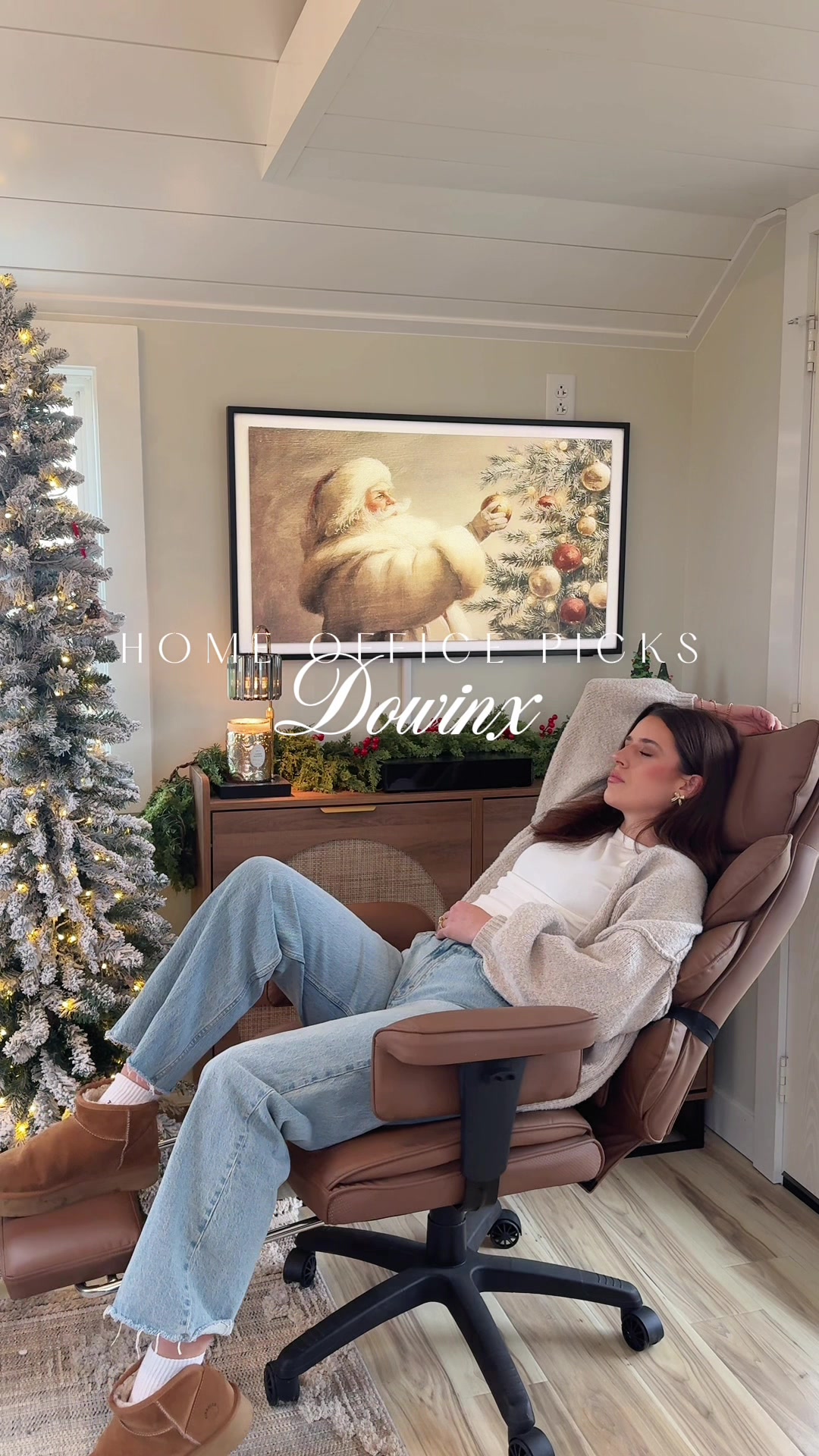 TikTok post by @lindsaybuzzard_ for DOWINX. Caption reads: [...] and leg rest on this chair are 1000/10!....