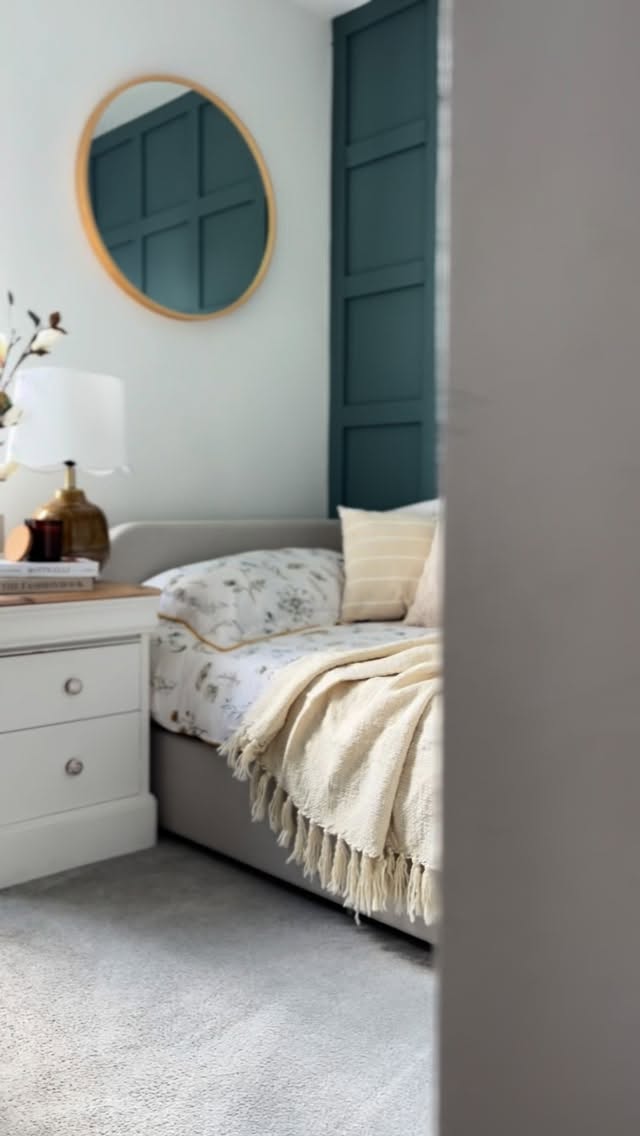 Instagram post by @newhome_oldhouse_ for Dusk. Caption reads: ad,  We’ve given our guest bedroom (previously the....