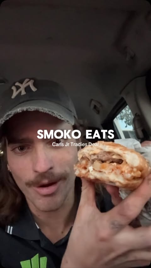 Instagram post by @jordanmenadue for Carl's Jr.. Caption reads: [...] to Smoko Eats is the Tradies deal at....