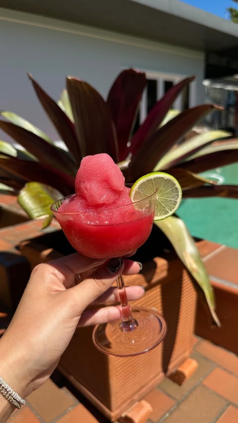 Instagram post by @lil_eets for Ninja Kitchen. Caption reads: Summer in a glass ☀️🍉

Ouzo & watermelon slushie....